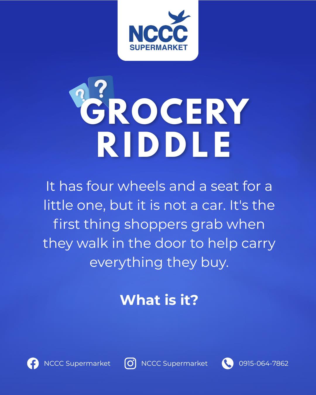 GROCERY RIDDLE | You know the drill... - NCCC Supermarket | Facebook
