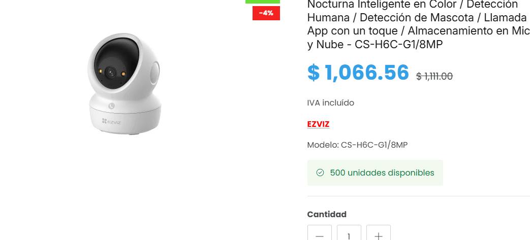 Cámara Vigilancia EZVIZ C6N G1 4K – 360° Con Detección De Personas/Mascotas, Visión Nocturna En Color Y Seguimiento Automático