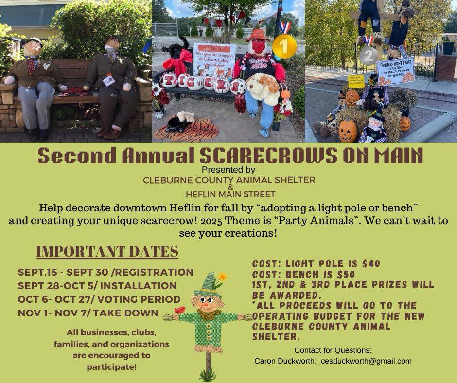 Heflin - 🎃🌾 Scarecrows on Main is BACK! 🌾🎃 Last year, our community ...