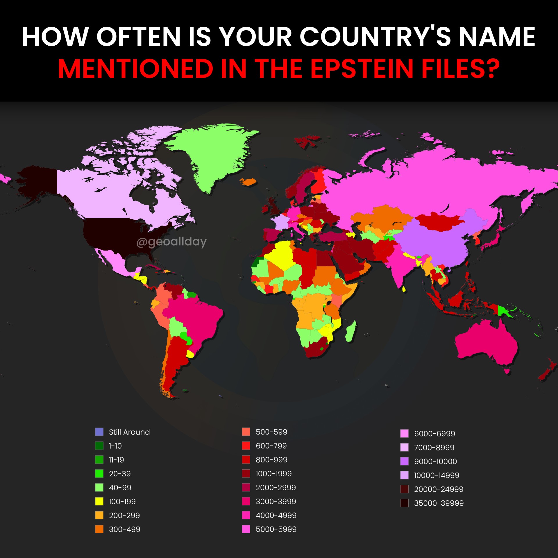 Geo All Day - This map shows how often different countries... | Facebook