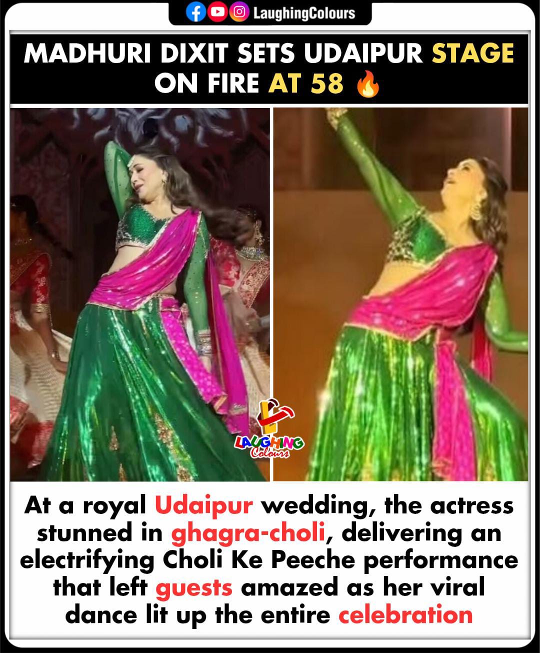 Laughing - Madhuri lights up wedding 💃 #MadhuriDixit #Udaipur # ...
