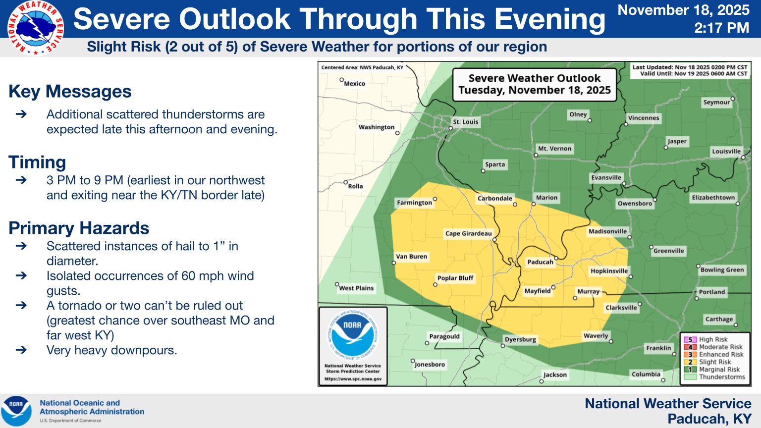 US - 2:20 PM Tuesday Nov 18: Scattered thunderstorms are expected to ...