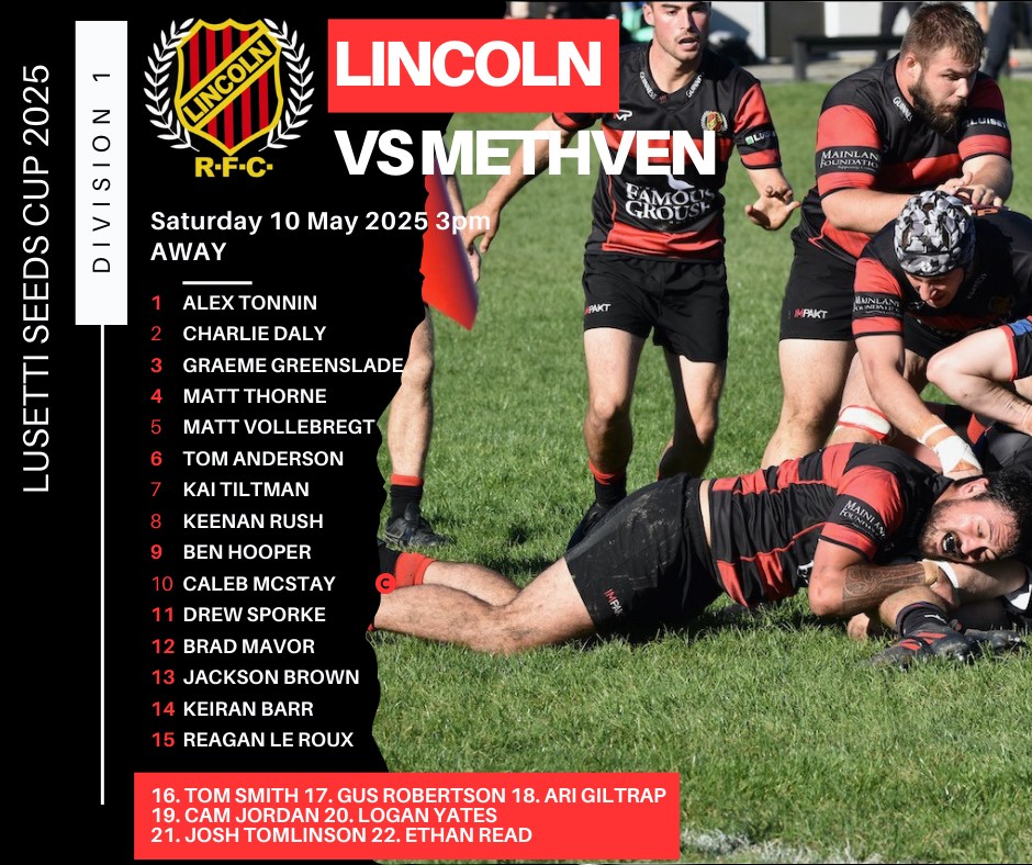 Lincoln - Your team taking on Methven tomorrow 👊⚫🔴 Good luck lads and ...