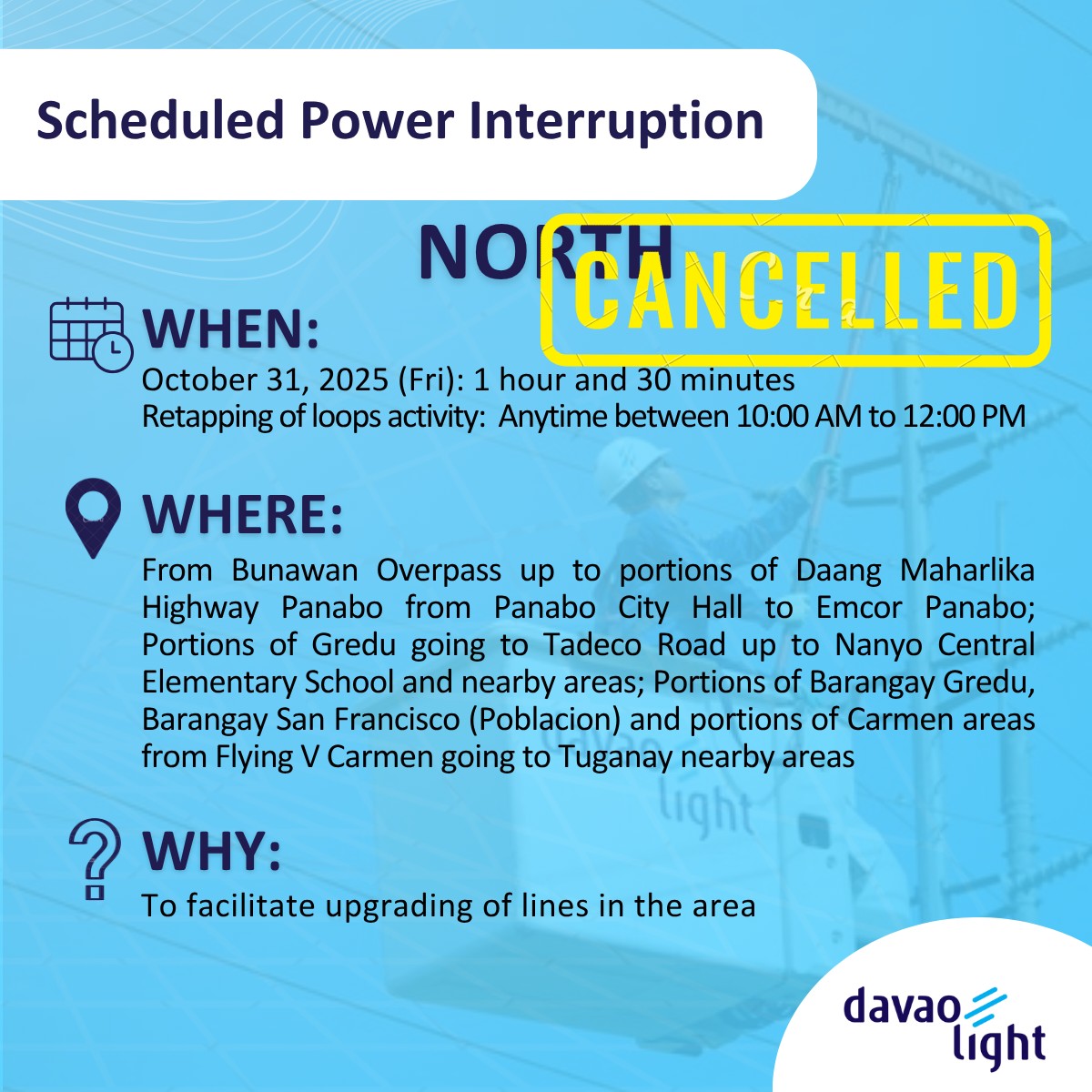 𝐍𝐨𝐭𝐢𝐜𝐞 𝐨𝐟 𝐑𝐞𝐬𝐜𝐡𝐞𝐝𝐮𝐥𝐞𝐝 𝐏𝐨𝐰𝐞𝐫... - Davao Light and Power Co. | Facebook