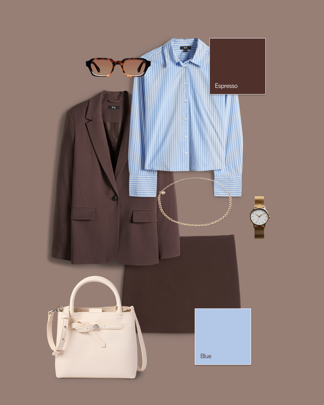 blue and brown dress clothes Light – your new favourite colour combo. 🤎 Shop now: Blazer: http://spkl.io/6185A0xbl Skort: http://spkl.io/6186A0xbm Blouse: http://spkl.io/6187A0xbW #LookGoodAndFeelGood blue and brown combination clothes