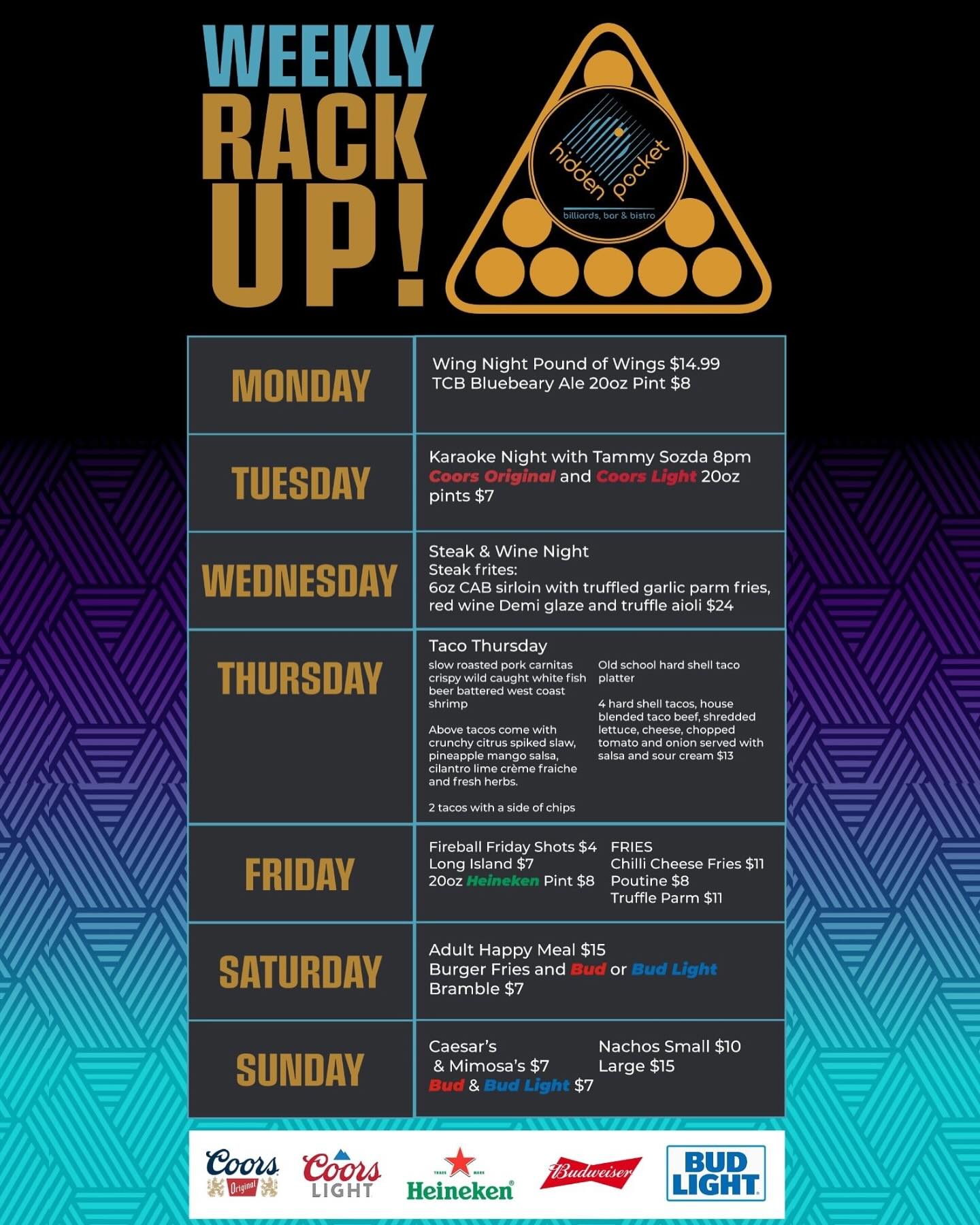 HiddenPocket - 🎱🔥 New Rack Up Menu Launches Tomorrow! 🔥 Get ready our ...