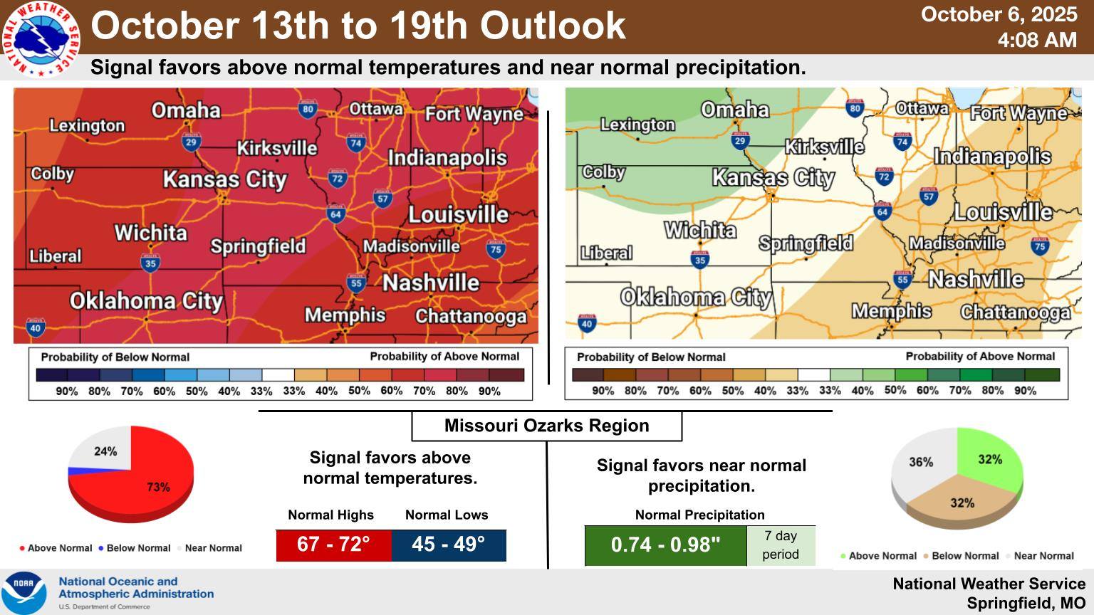 US - The 8 to 14 day outlook (October 13th-19th) favors above normal ...