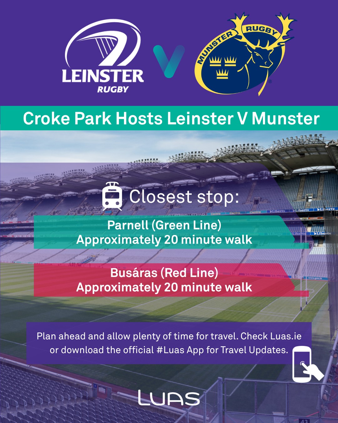 Luas - 🏉 Are you going to the Rugby at Croke Park? 🚊 Take... | Facebook