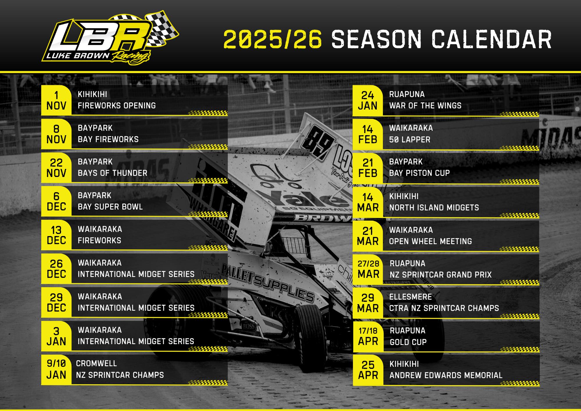 📅 2025/26 LBR SEASON... - Sprintcar 89a - Luke Brown Racing | Facebook