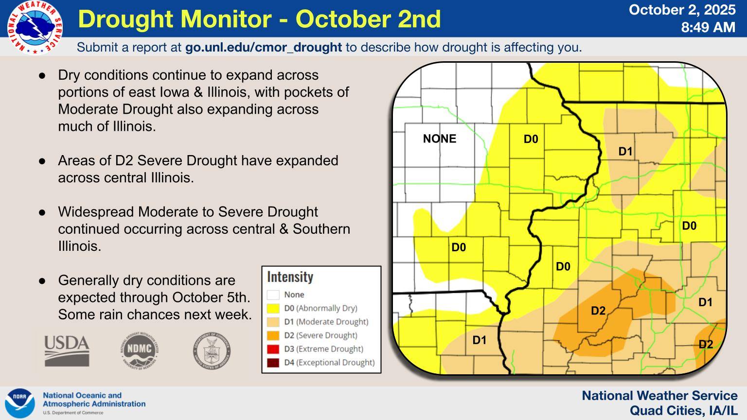 US - The latest Drought Monitor shows that abnormally dry and drought ...