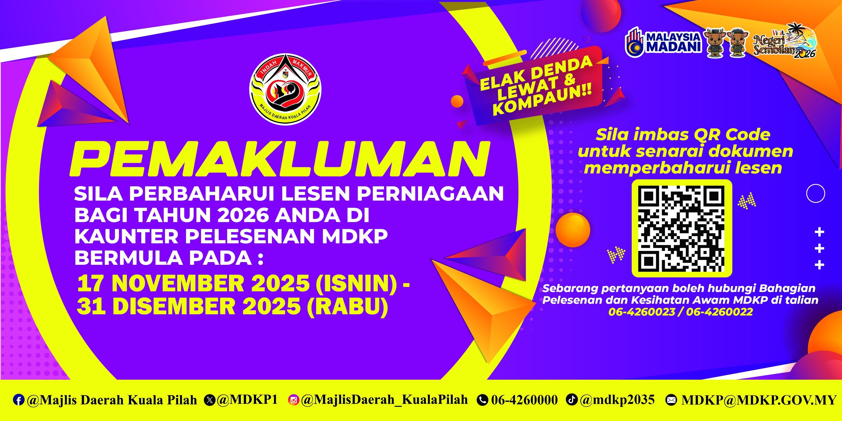 Majlis - [PEMAKLUMAN @ MDKP] SILA PERBAHARUI LESEN PERNIAGAAN BAGI ...