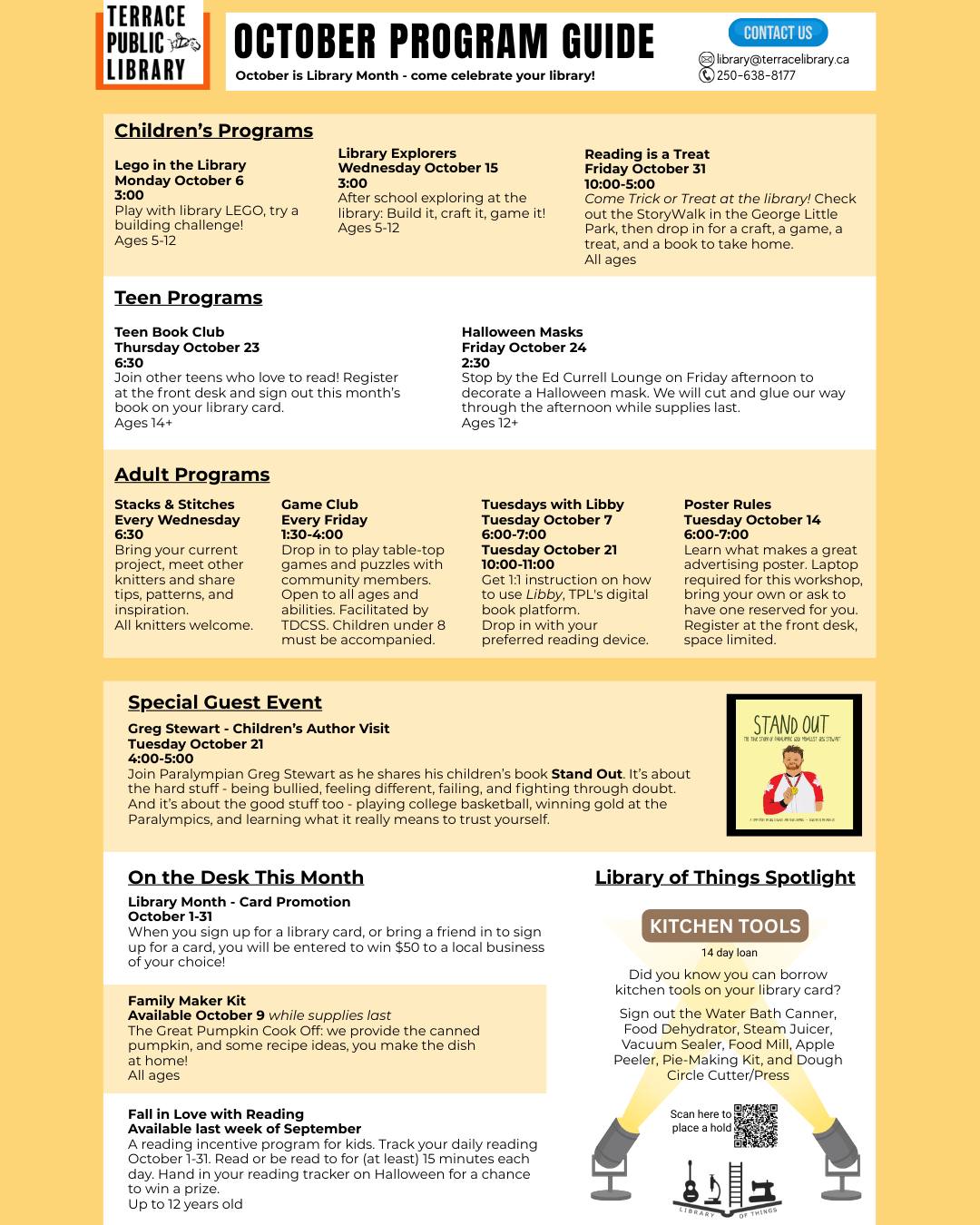 Terrace - What's happenning at the library in October? Check out the ...