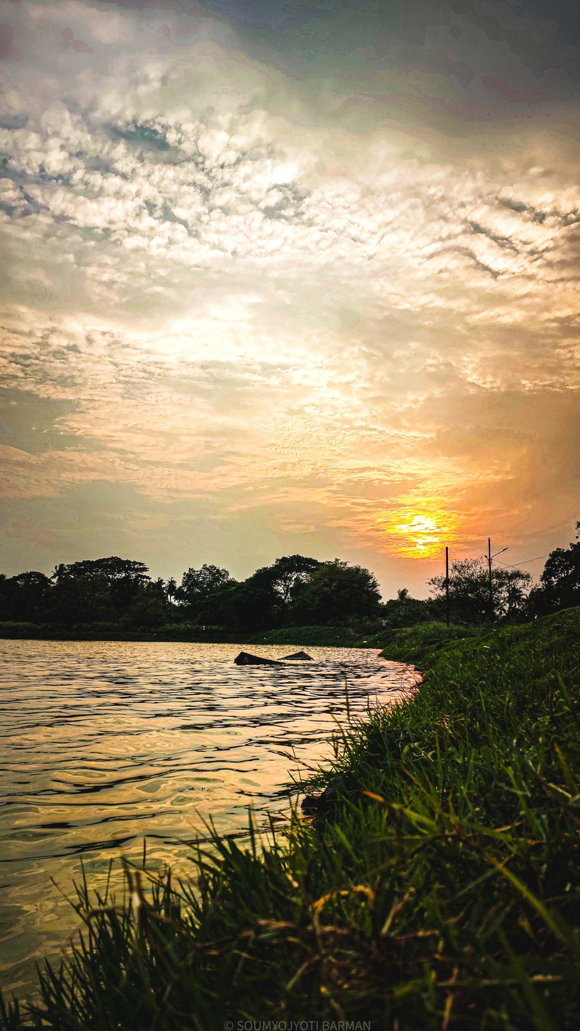 Tranquil water at golden hour