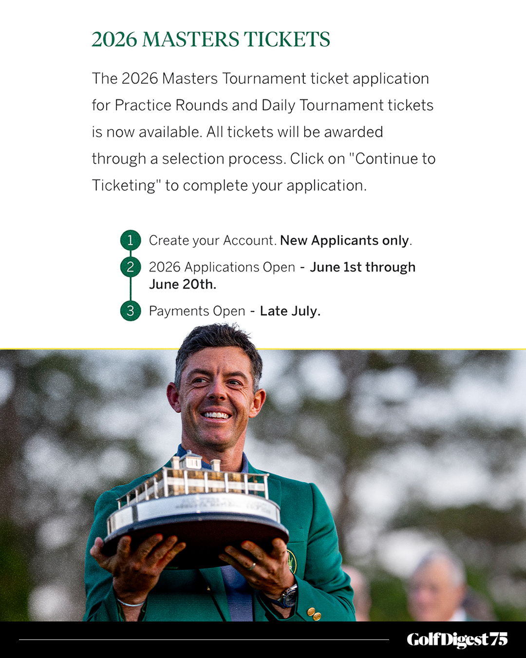Golf - The application for 2026 Masters tickets is officially open