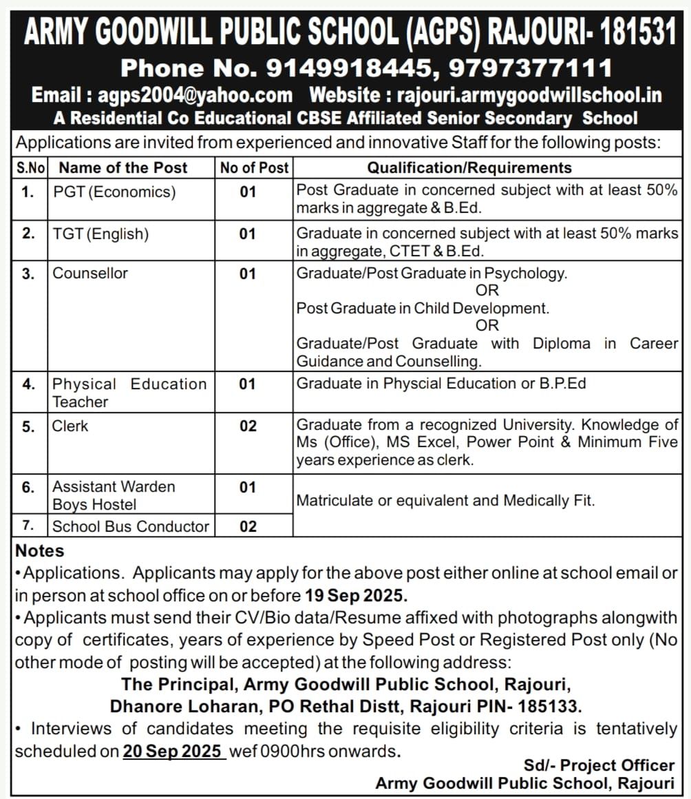 Army Goodwill Public School Rajouri | Rajauri