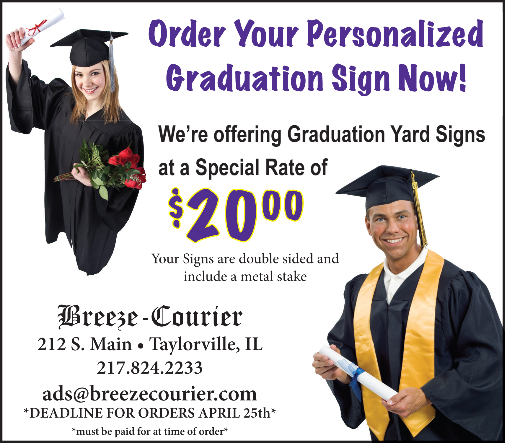 Breeze-Courier - LAST DAY TO ORDER YOUR GRADUATION SIGN IS THIS FRIDAY ...