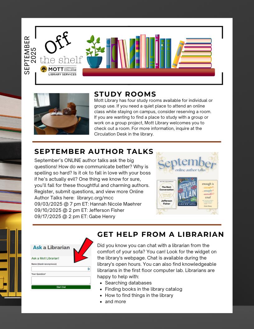 Mott Community College Library - Are you a member of the Friends of the ...