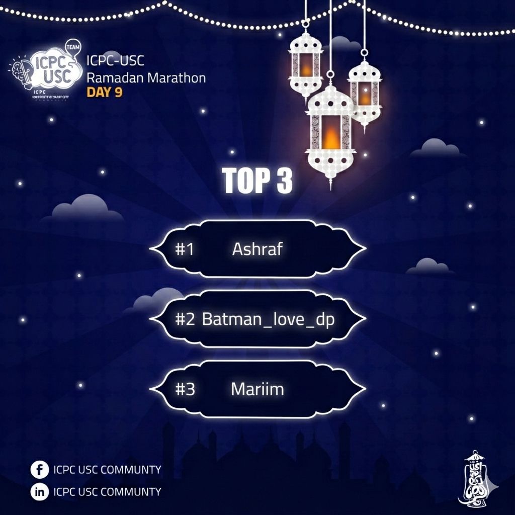 Day#09 عدد اللي حلوا المسألة النهاردة... - ICPC USC Community | Facebook