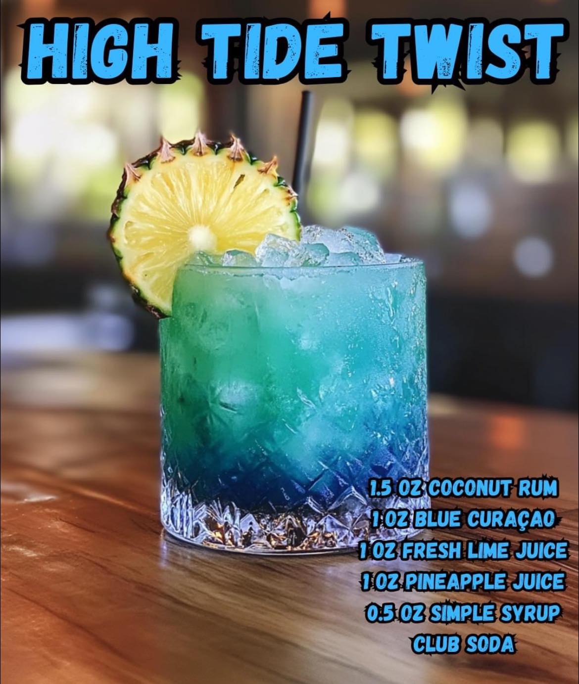 Cocktail of the weekend 🥳 High Tide ($12) includes Malibu rum