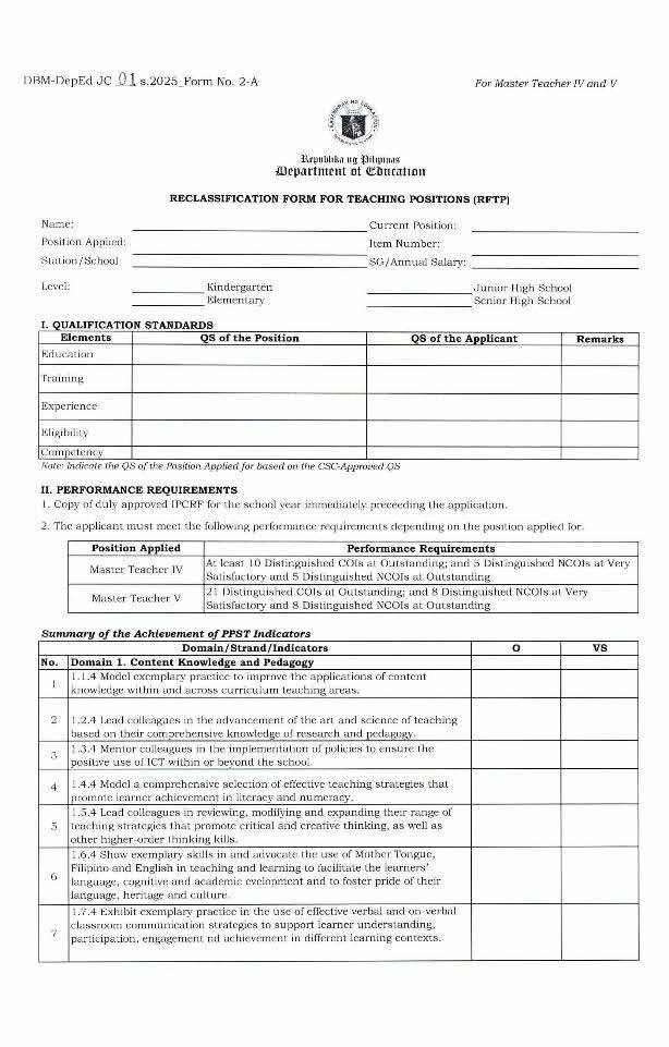 Titser sa Pinas - Reclassification Form for Teaching... | Facebook
