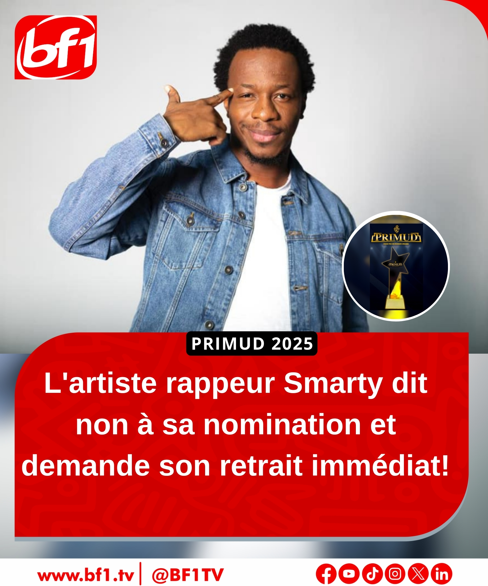 BF1 TV - 🟥 L’icône du rap africain, Smarty, a demandé le... | Facebook