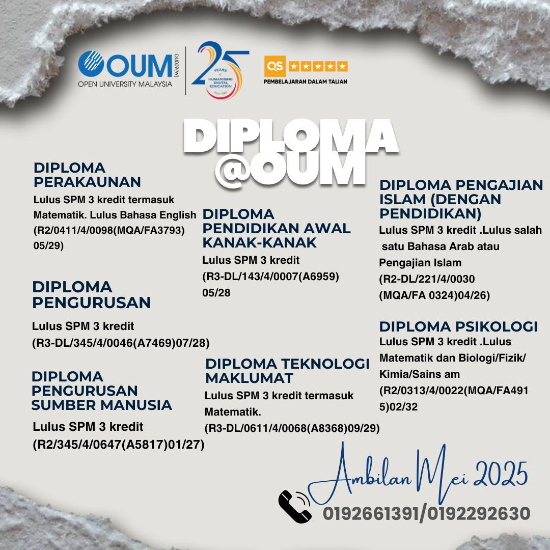 OUM - 🎓 AMBILAN MEI 2025 SEDANG DIBUKA! 🔥 KHAS UNTUK LEPASAN SPM! 🔥 Jom ...