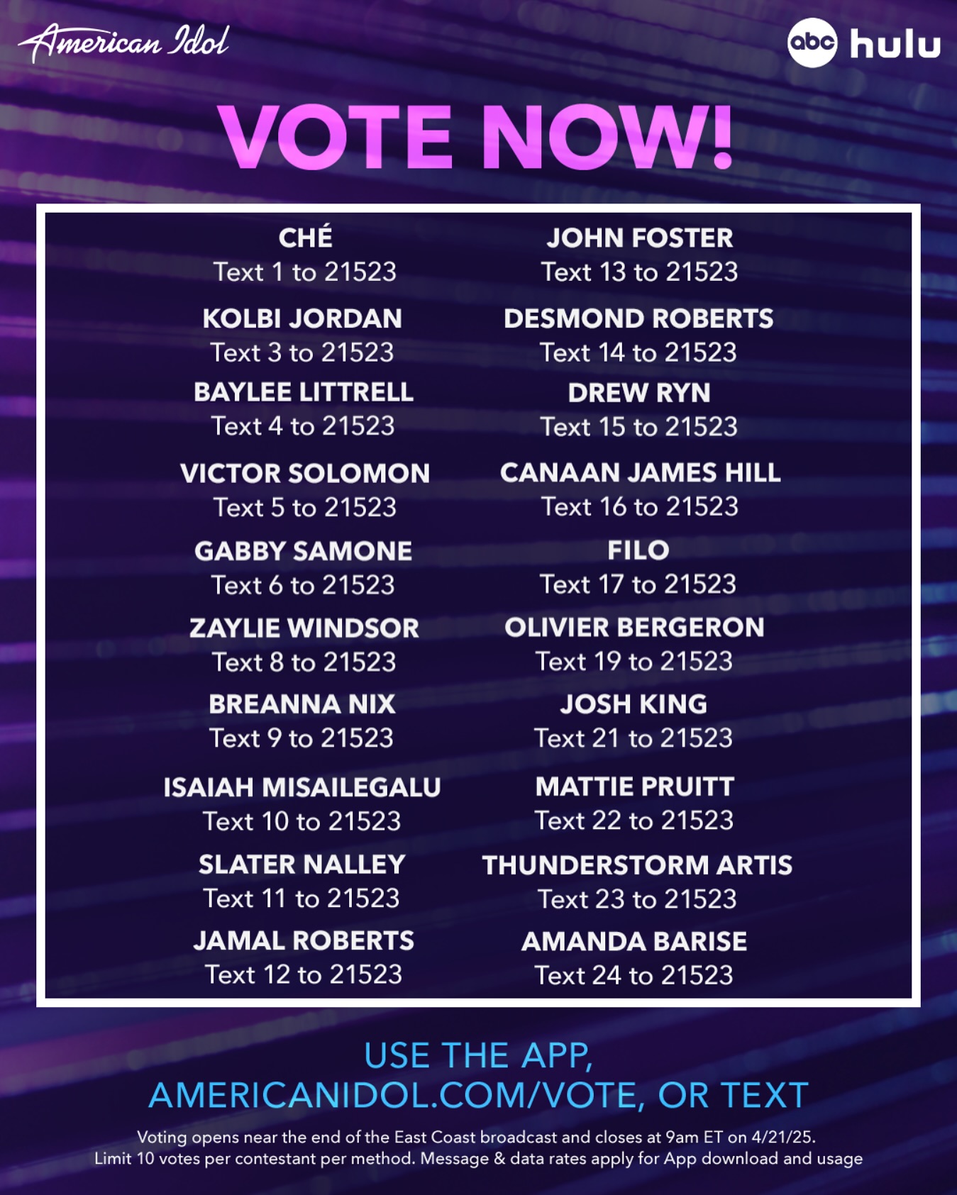 Contestant Numbers Printable