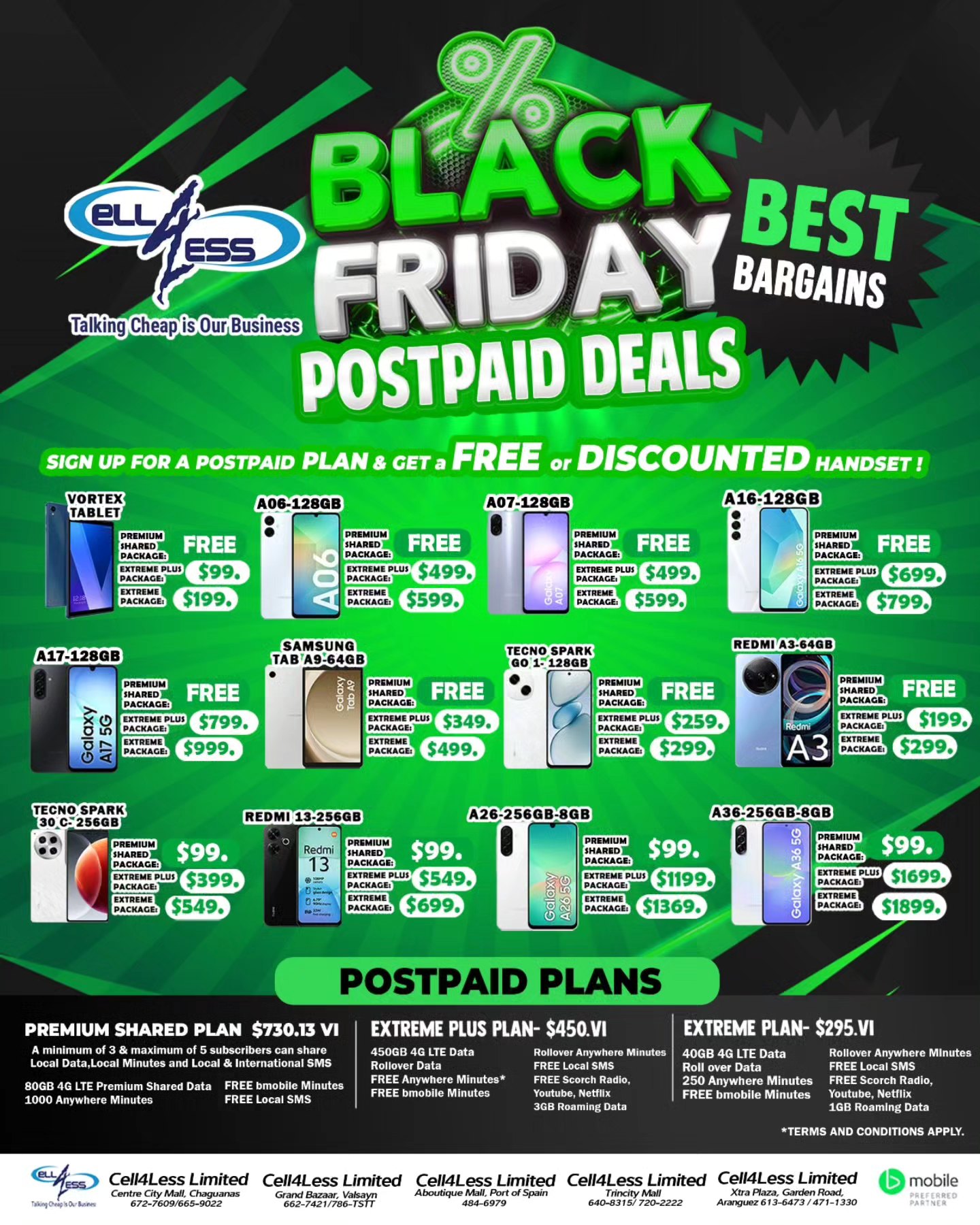 BLACK FRIDAY POSTPAID DEALS are HERE @ Cell4Less Ltd .