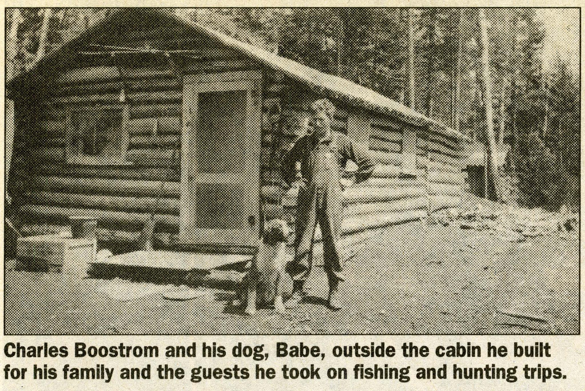 Cook - Charlie Boostrom with dog Babe, year unknown, paper originally ...