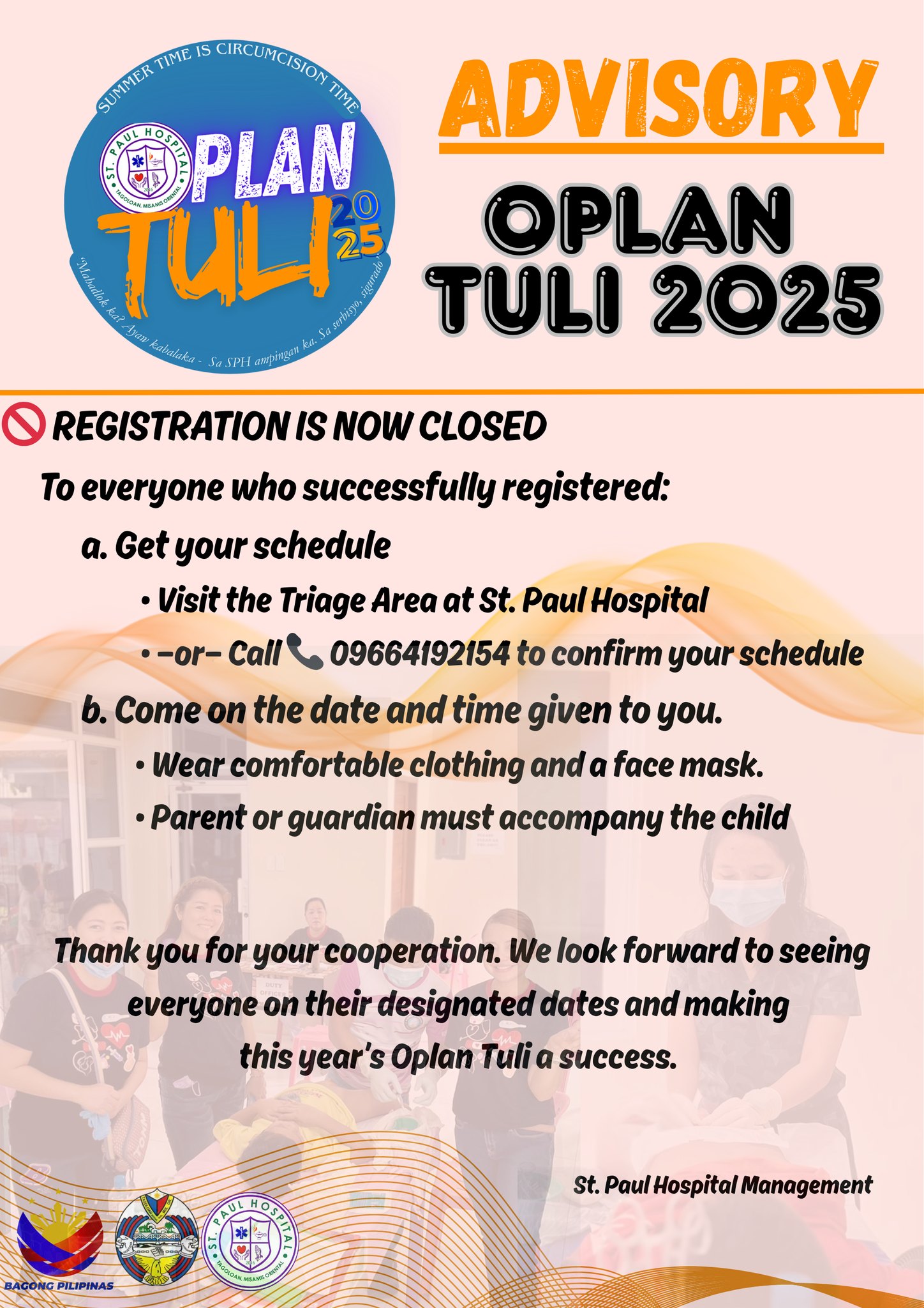 St. - OPLAN TULI 2025 Advisory! 🚫 REGISTRATION IS NOW CLOSED To ...