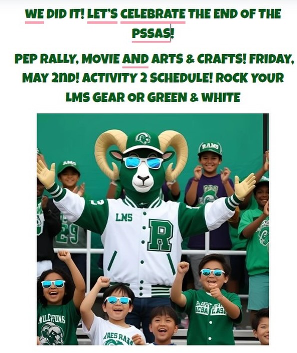 LMS Post PSSA Pep Rally Tomorrow! - Linglestown Middle School | Facebook