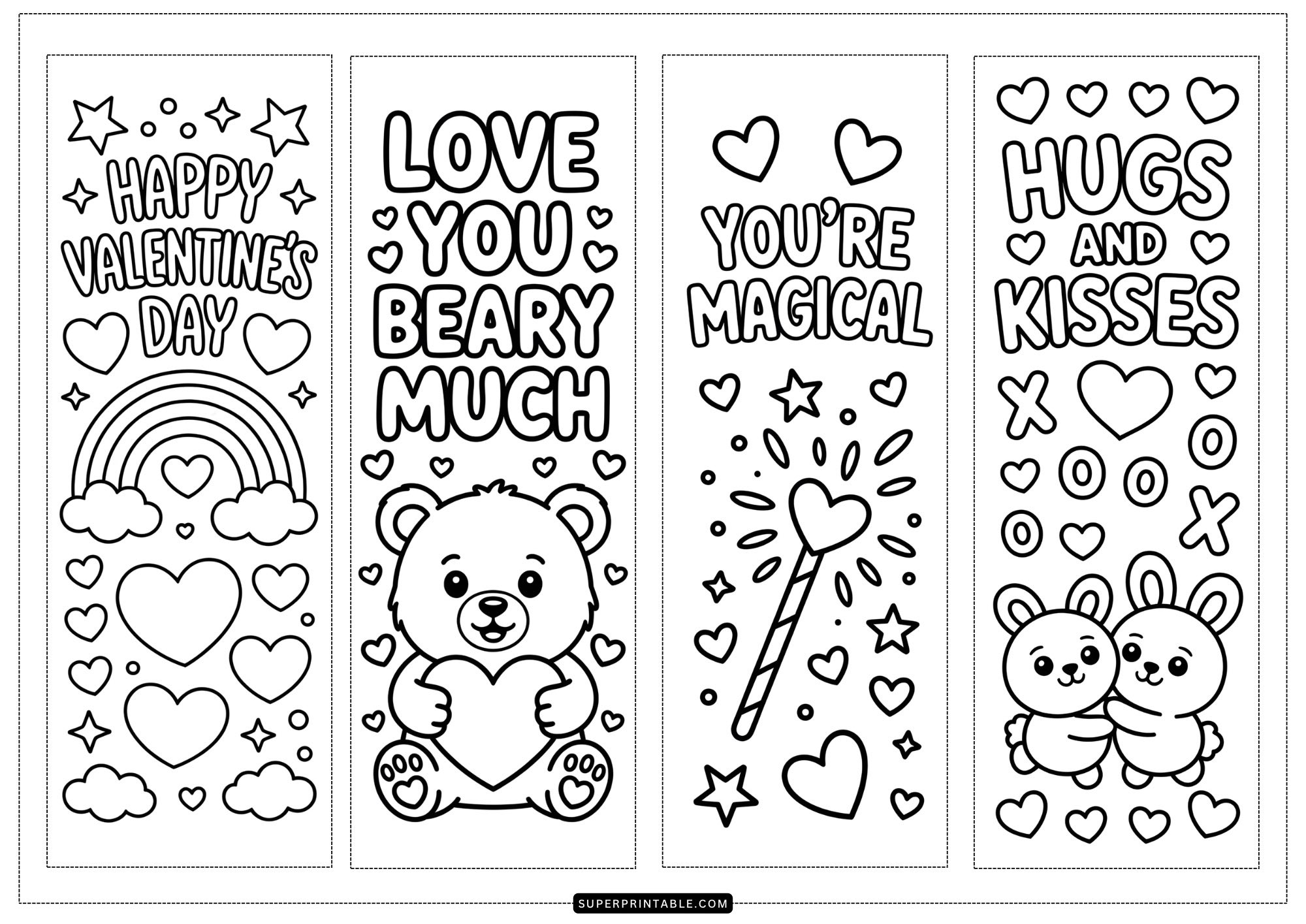 SuperPrintable - Valentine's Day Bookmark Coloring Pages... | Facebook