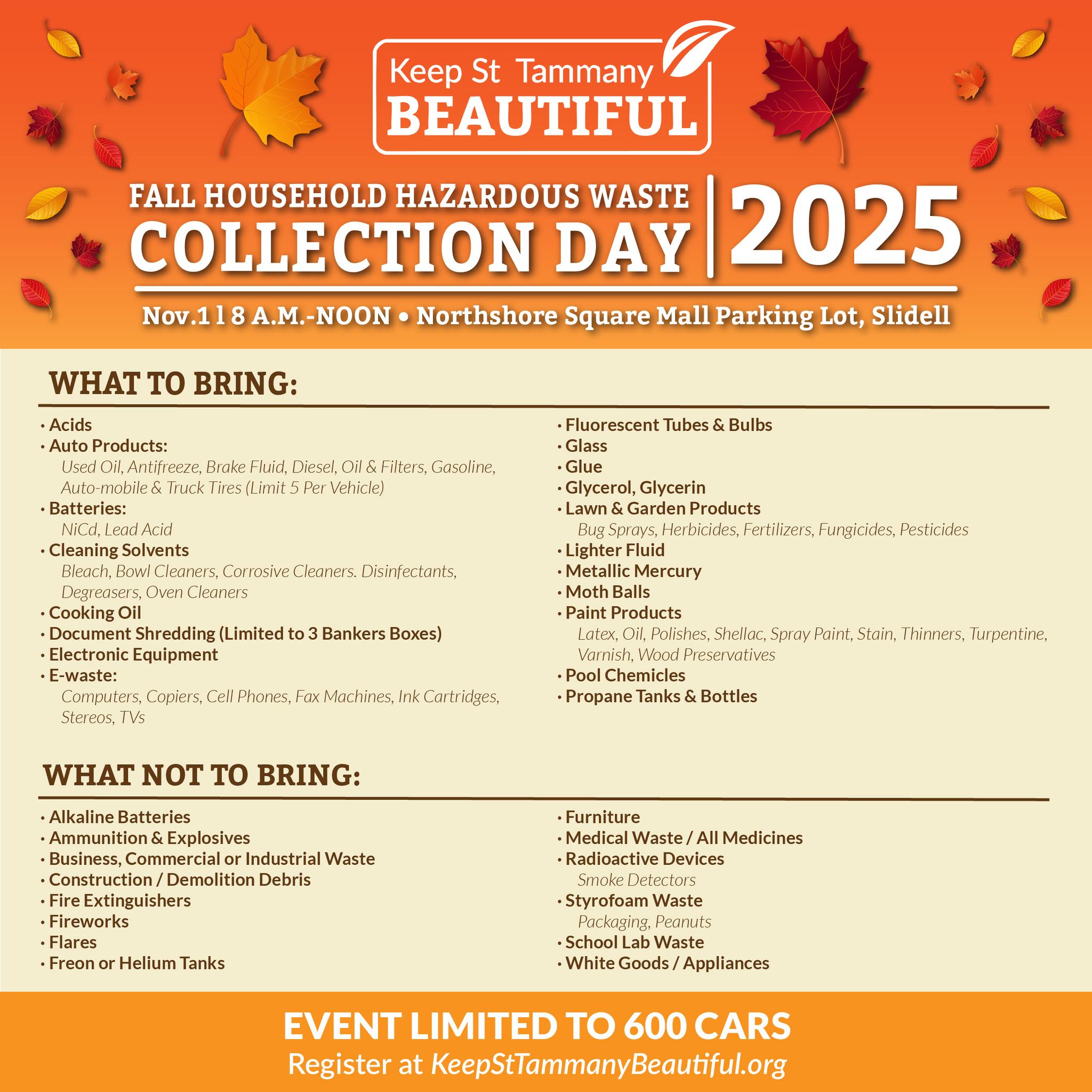 Our Fall Household Hazardous Waste... - St. Tammany Parish | Facebook