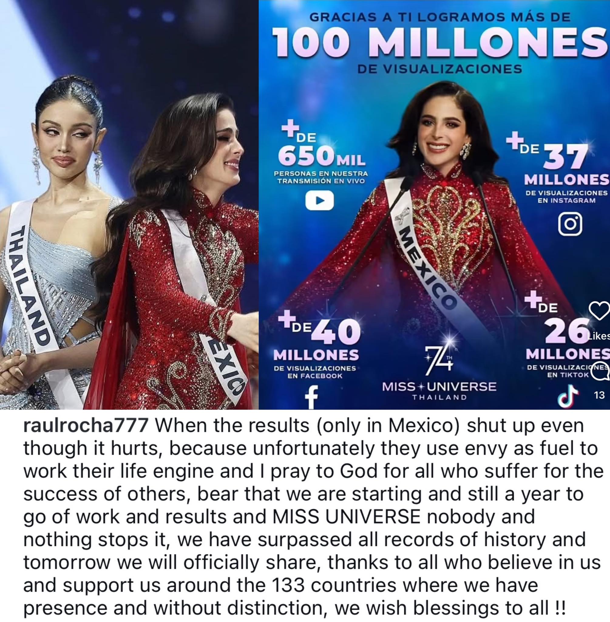 Pageant - 𝗠𝗶𝘀𝘀 𝗨𝗻𝗶𝘃𝗲𝗿𝘀𝗲 𝗢𝘄𝗻𝗲𝗿 𝗥𝗮ú𝗹 𝗥𝗼𝗰𝗵𝗮 𝗥𝗲𝘀𝗽𝗼𝗻𝗱𝘀 𝘁𝗼 𝗕𝗮𝗰𝗸𝗹𝗮𝘀𝗵, 𝗖𝗶𝘁𝗲𝘀 ...