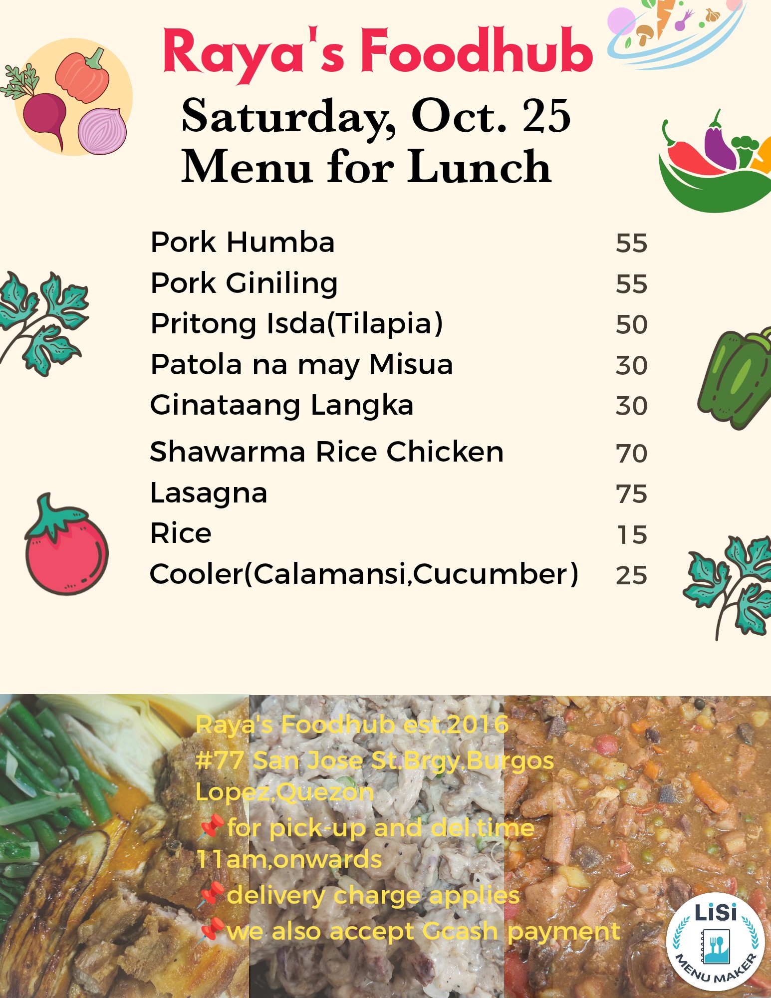 Raya's Food Hub - Today's Menu👇👇👇Oct. 24, 2025 📌Sa mga... | Facebook
