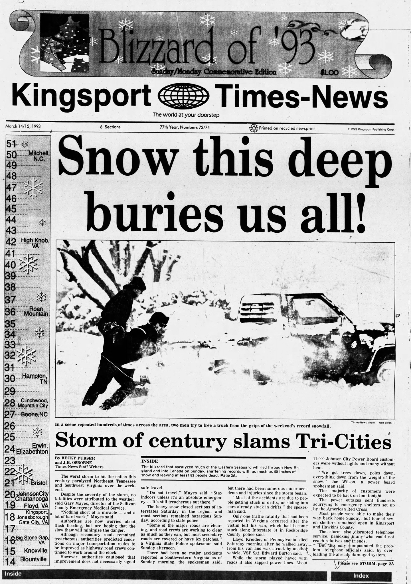 OnThisDay 33 years ago, the Blizzard of '93 ripped its way through