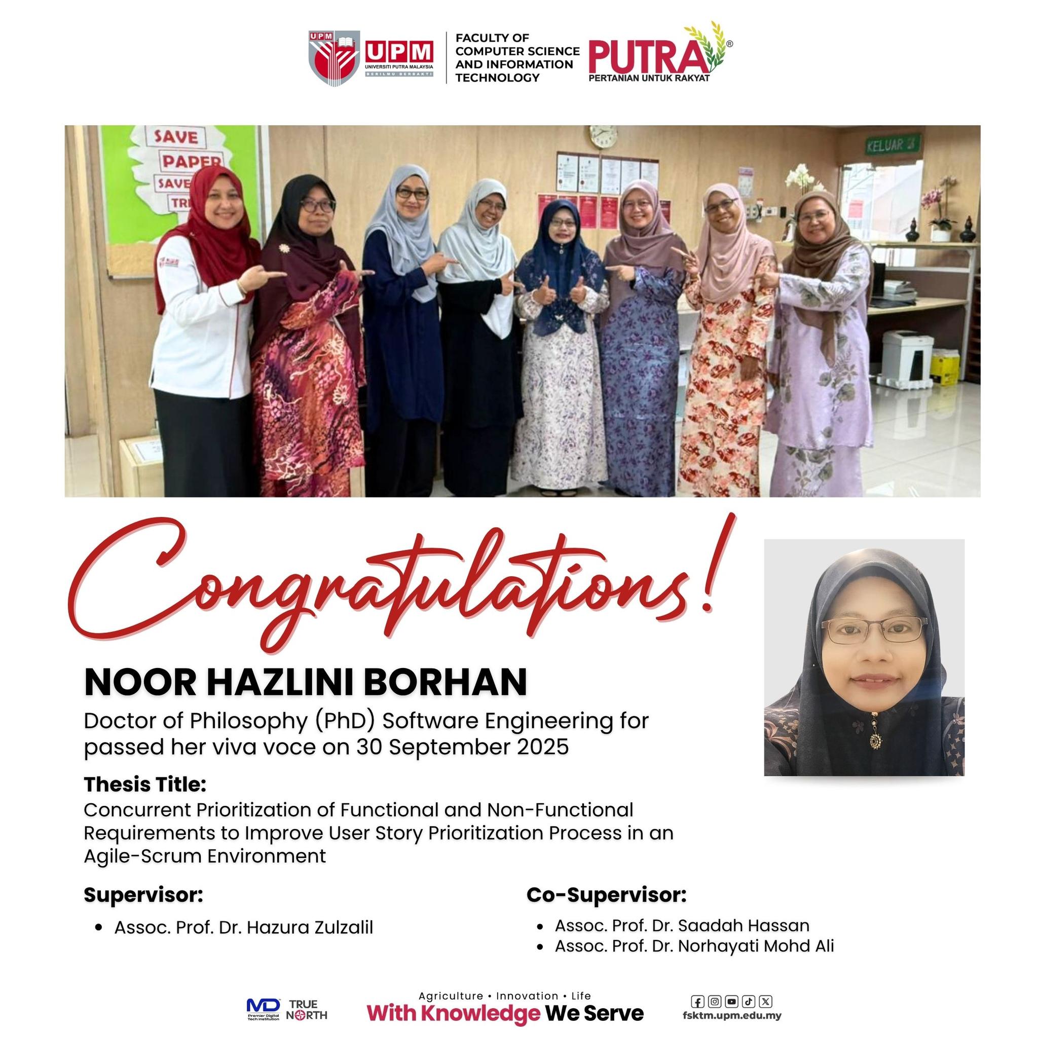 Fakulti - Congratulations to Noor Hazlini Borhan for successfully ...