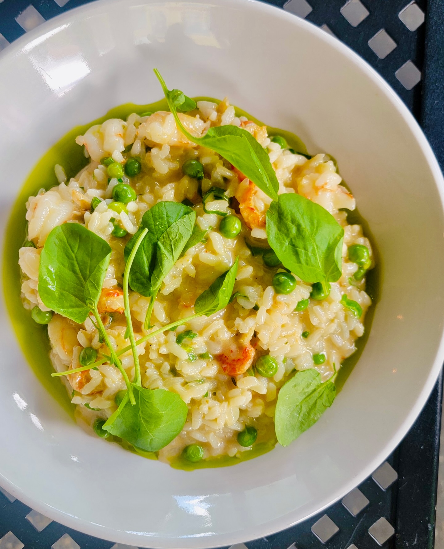 Copper - Crawfish and shrimp risotto, peas, watercress #avl #avltoday # ...