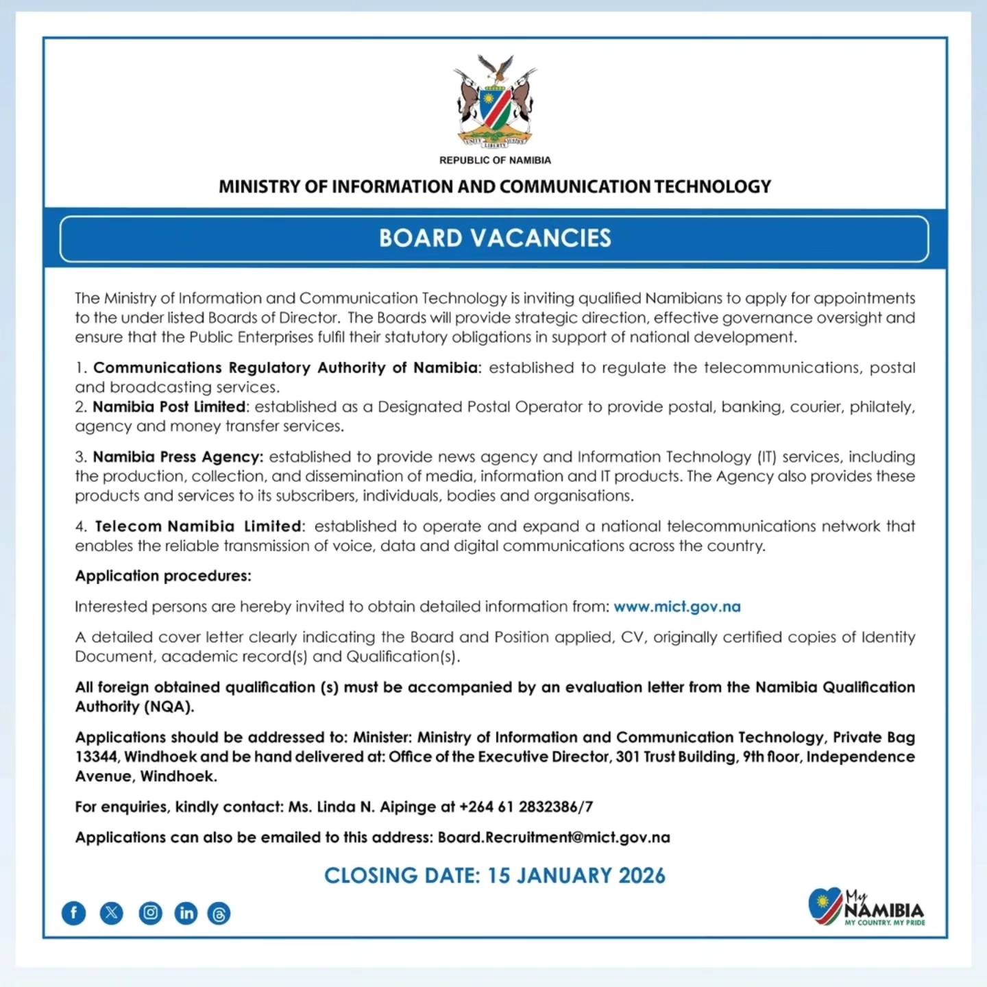 Namibian Job and Internship/ Job Attachment Opportunities