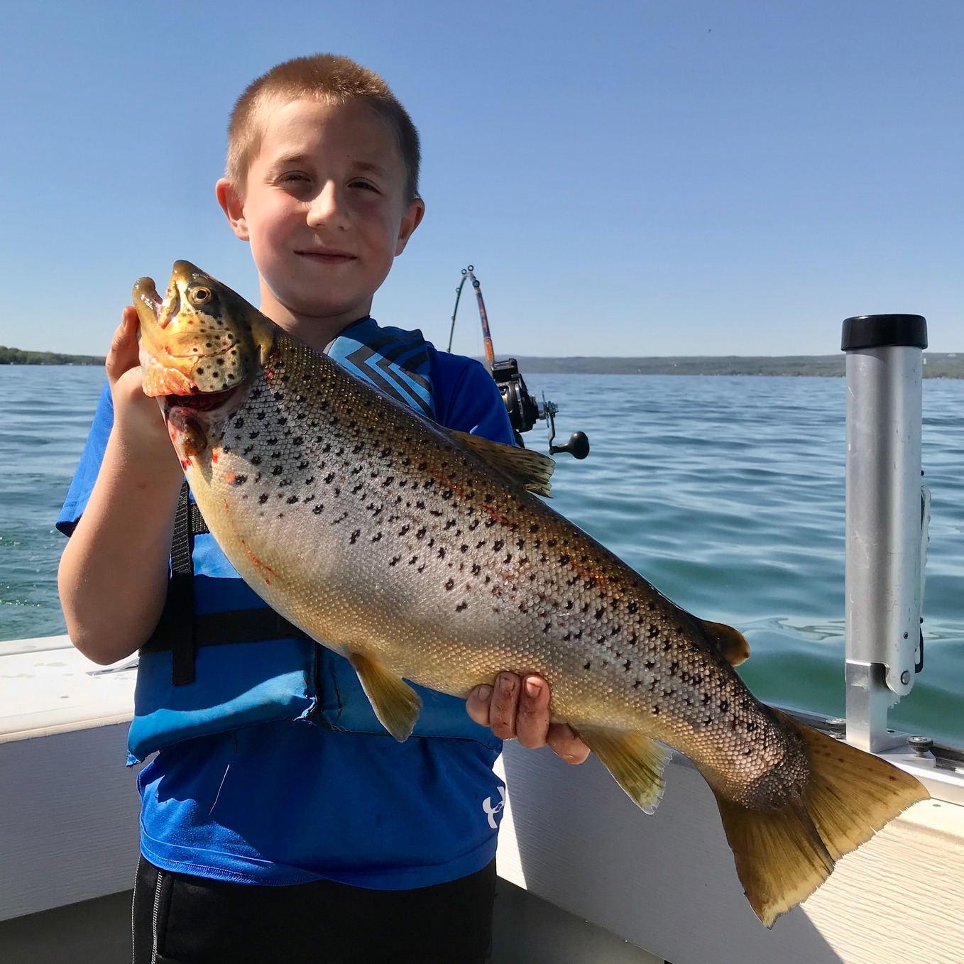 Gregory Wood catches 8-pound brown trout on Seneca Lake