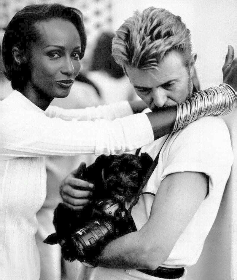Iman and David Bowie photo by Bruce Weber, 1995