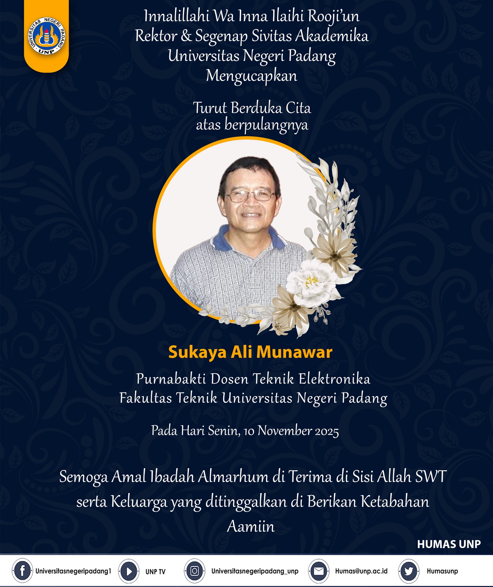 Universitas - Innalilahi wa Inna ilaihi Raji’un.Rektor dan Segenap ...