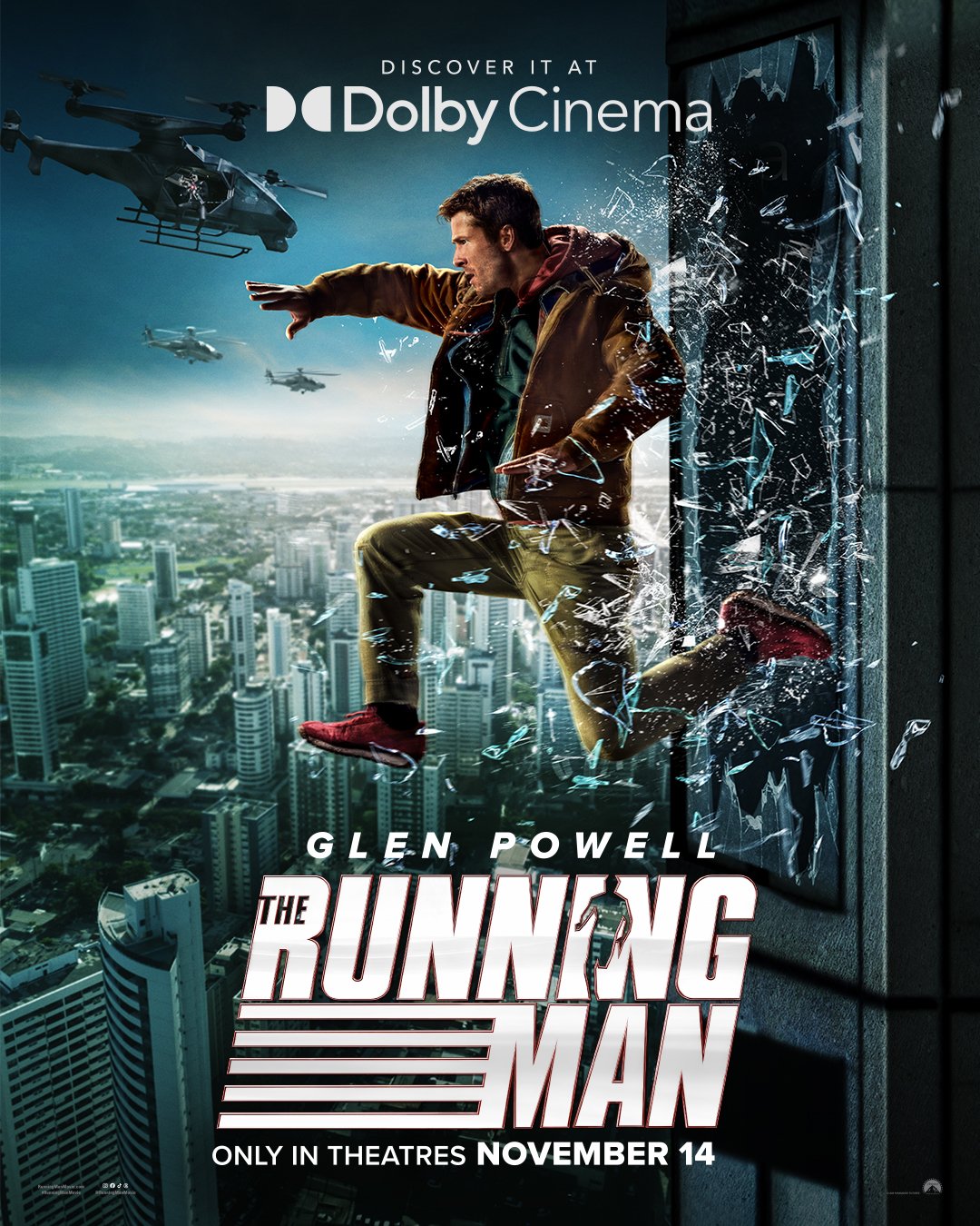 *非販売品*映画館用両面印刷ポスターUS版:ランニングマン グレン・パウエル The Running Man Japanese release poster
