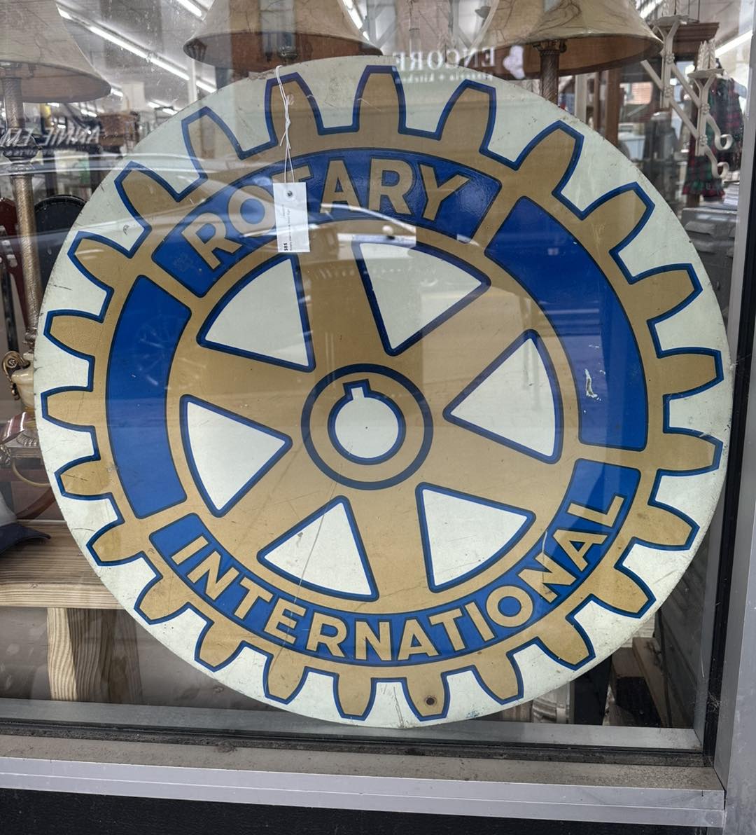 Pastimes - Vintage Rotary International large round metal road sign ...