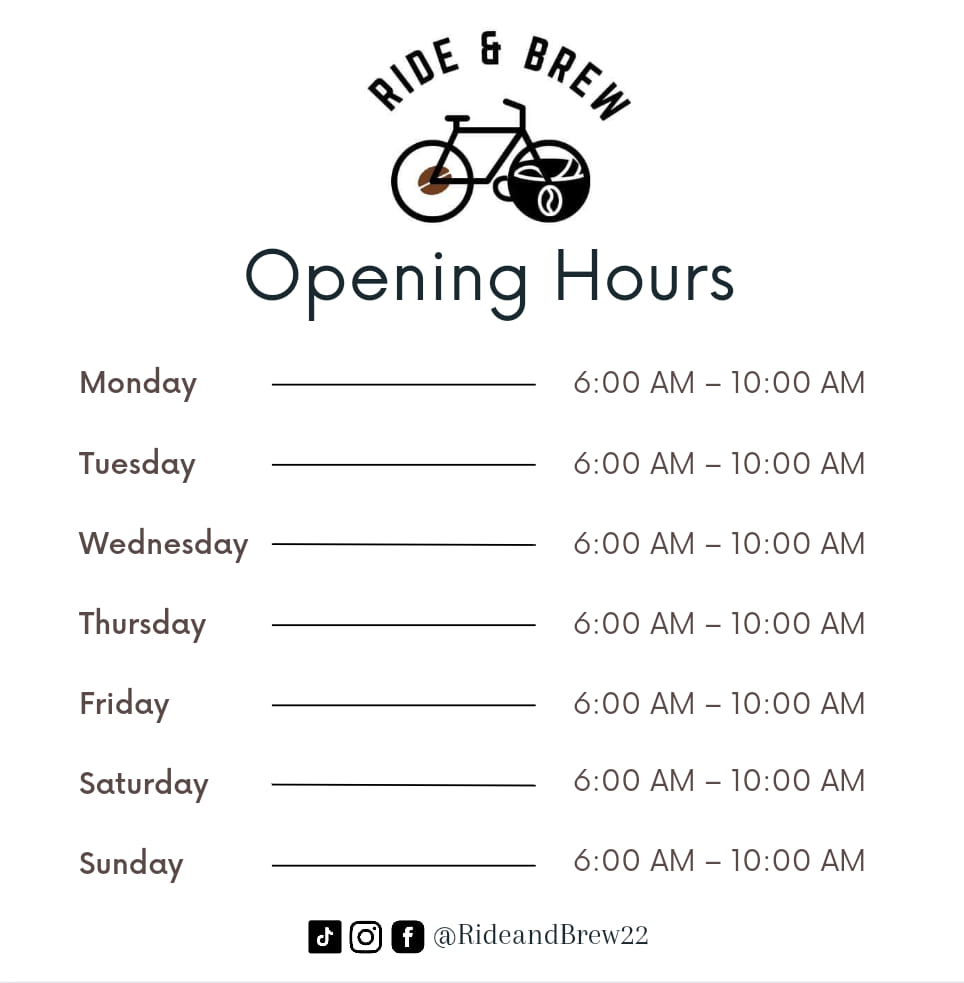 RIDE & BREW - ⏰ UPDATED OPENING HOURS ⏰ Located at:... | Facebook