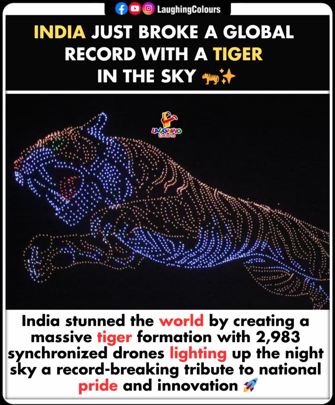 India breaks drone record 🐅... - Laughing Colours | Facebook