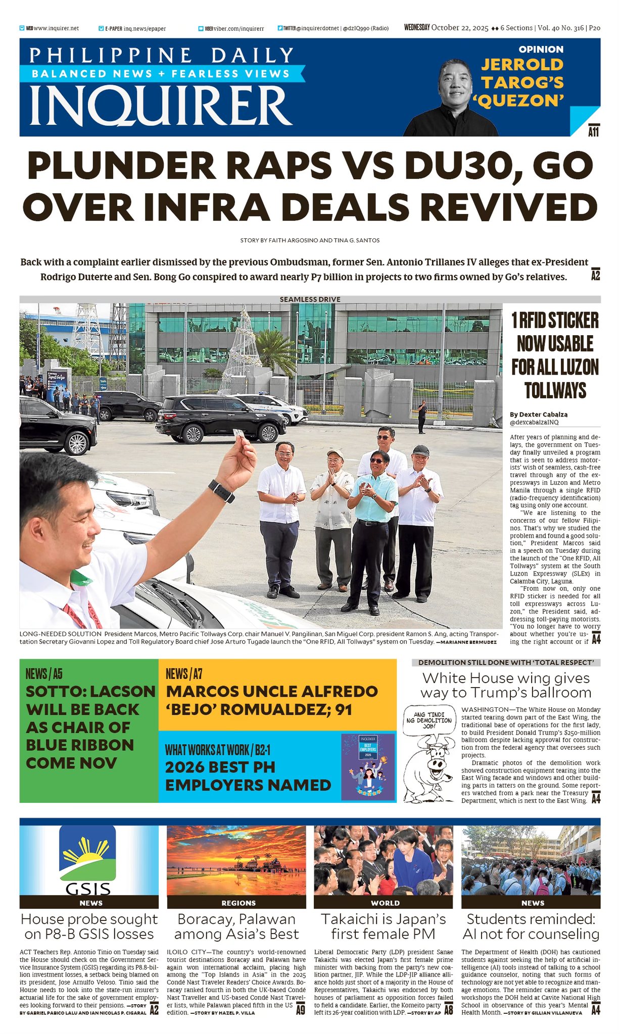 INQUIRER.net - Today's Inquirer front page (October 22,... | Facebook