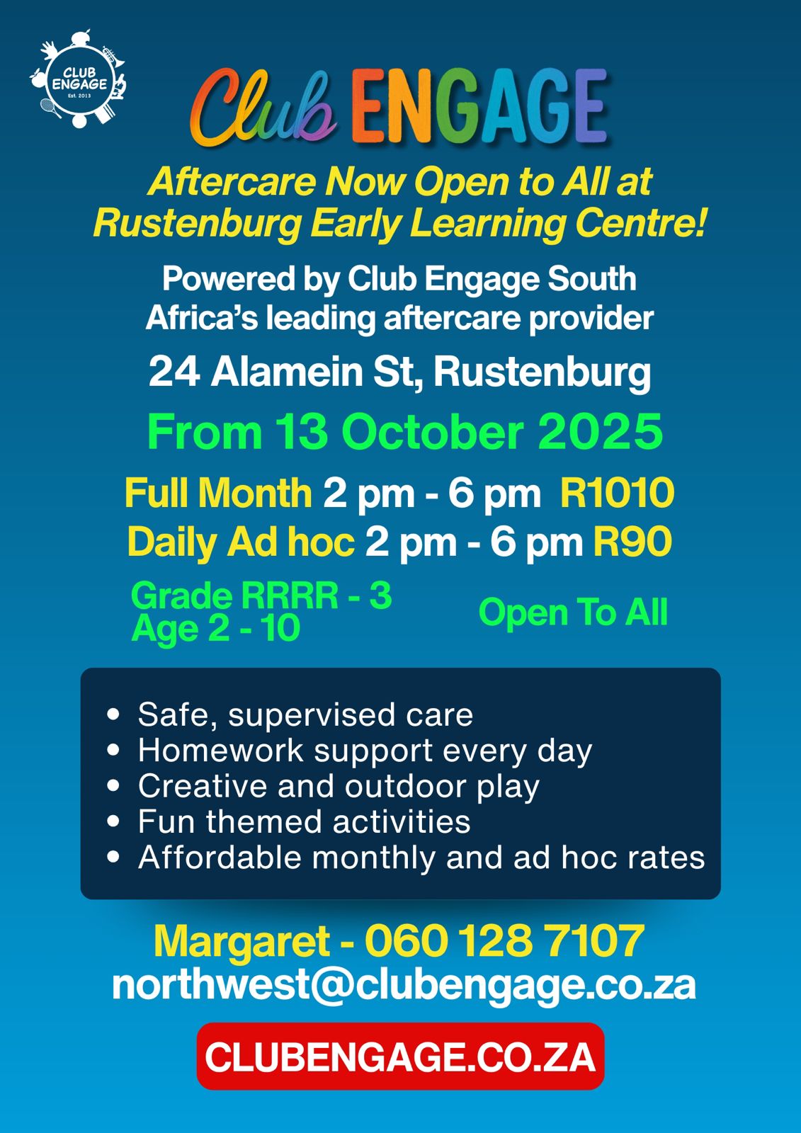 Club - Aftercare Now Open to All in Rustenburg! We are excited to share ...