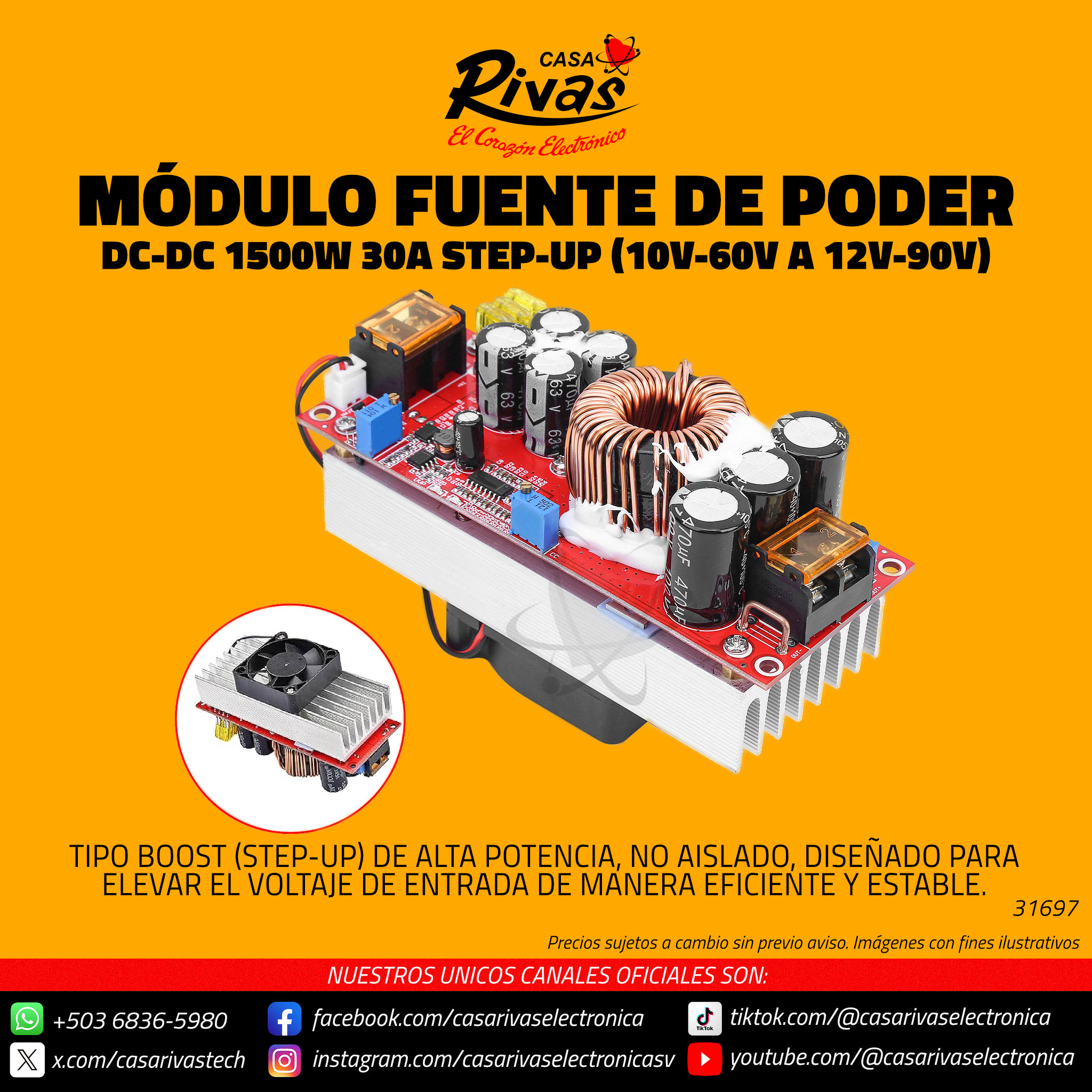 Casa - Modulo fuente de poder DC-DC 1500w 30A step up 10v-60v a 12v-90v ...