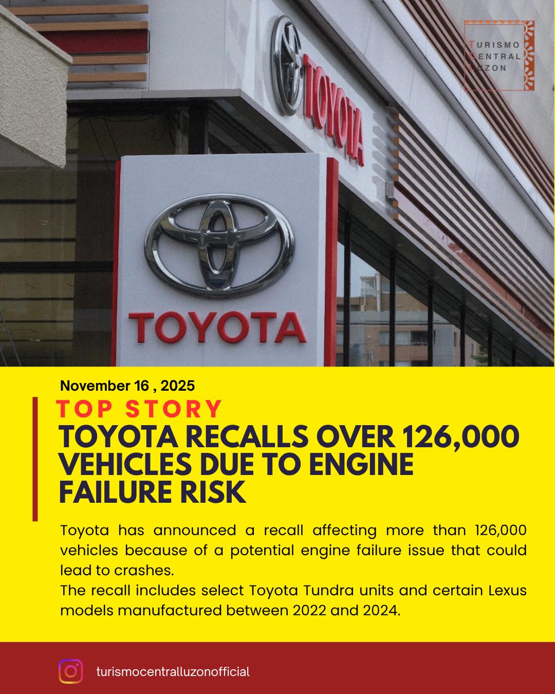 Toyota is recalling 126,691 Tundra and Lexus models because the